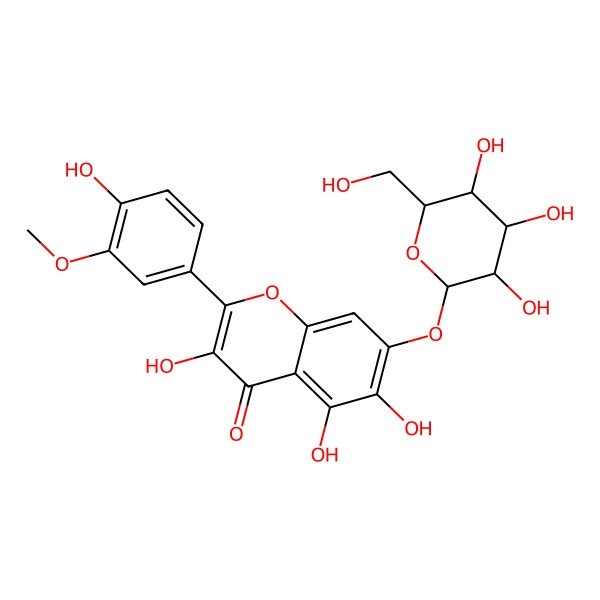 2D Structure of 7-(beta-D-Glucopyranosyloxy)-3,5,6-trihydroxy-2-(4-hydroxy-3-methoxyphenyl)-4H-1-benzopyran-4-one 2D Structure of 7-(beta-D-Glucopyranosyloxy)-3,5,6-trihydroxy-2-(4-hydroxy-3-methoxyphenyl)-4H-1-benzopyran-4-one