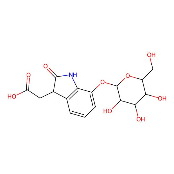 2D Structure of 7-(beta-D-glucosyloxy)-2-oxindole-3-acetic acid