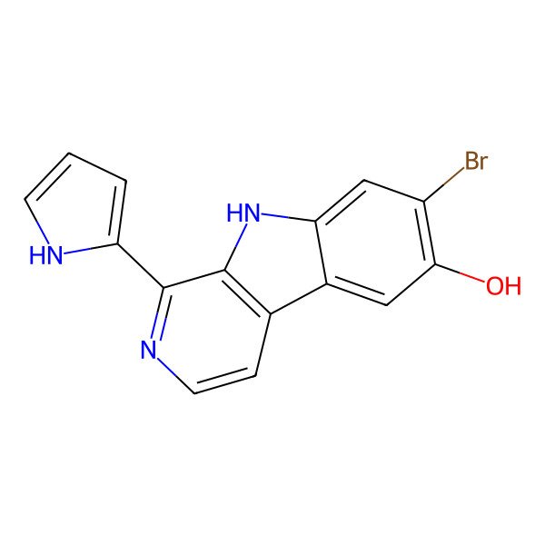 2D Structure of 7-bromo-1-(1H-pyrrol-2-yl)-9H-pyrido[3,4-b]indol-6-ol