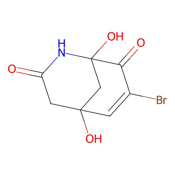 2D Structure of 7-Bromo-1,5-dihydroxy-2-azabicyclo[3.3.1]non-6-ene-3,8-dione
