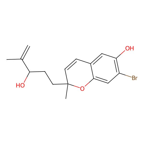 2D Structure of 7-Bromo-2-(3-hydroxy-4-methylpent-4-enyl)-2-methylchromen-6-ol