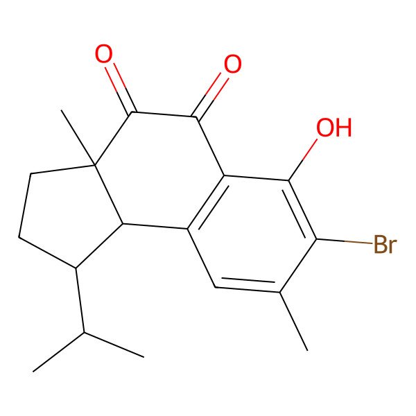2D Structure of 7-Bromo-6-hydroxy-3a,8-dimethyl-1-propan-2-yl-1,2,3,9b-tetrahydrocyclopenta[a]naphthalene-4,5-dione