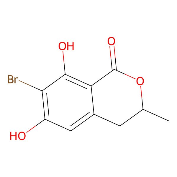 2D Structure of 7-Bromo-6,8-dihydroxy-3-methyl-3,4-dihydroisochromen-1-one