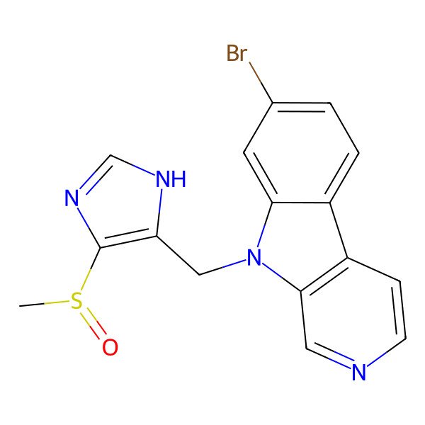 2D Structure of 7-bromo-9-[(4-methylsulfinyl-1H-imidazol-5-yl)methyl]pyrido[3,4-b]indole