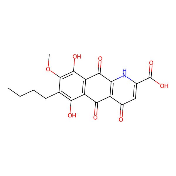 2D Structure of 7-Butyl-5,10-dihydroxy-8-methoxy-4,6,9-trioxo-1,4,6,9-tetrahydrobenzo[g]quinoline-2-carboxylic acid