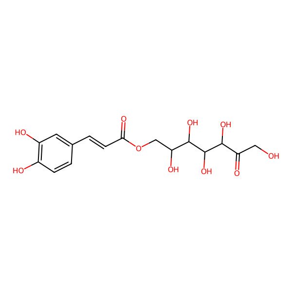 2D Structure of [(2R,3R,4R,5S)-2,3,4,5,7-pentahydroxy-6-oxoheptyl] (E)-3-(3,4-dihydroxyphenyl)prop-2-enoate