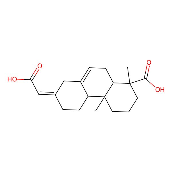 2D Structure of 7-(carboxymethylidene)-1,4a-dimethyl-3,4,4b,5,6,8,10,10a-octahydro-2H-phenanthrene-1-carboxylic acid