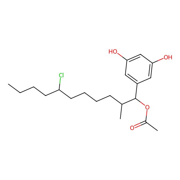 2D Structure of [7-Chloro-1-(3,5-dihydroxyphenyl)-2-methylundecyl] acetate