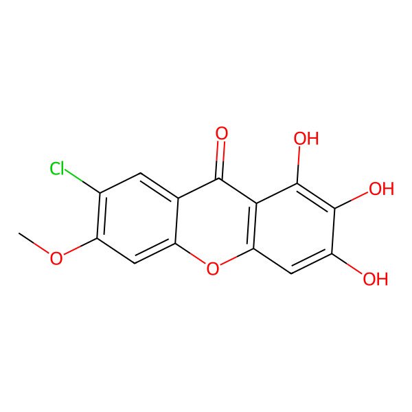 2D Structure of 7-Chloro-1,2,3-trihydroxy-6-methoxyxanthen-9-one 2D Structure of 7-Chloro-1,2,3-trihydroxy-6-methoxyxanthen-9-one
