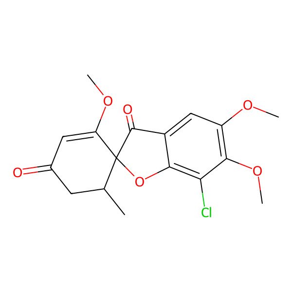 2D Structure of 7-Chloro-3',5,6-trimethoxy-5'-methylspiro[1-benzofuran-2,4'-cyclohex-2-ene]-1',3-dione