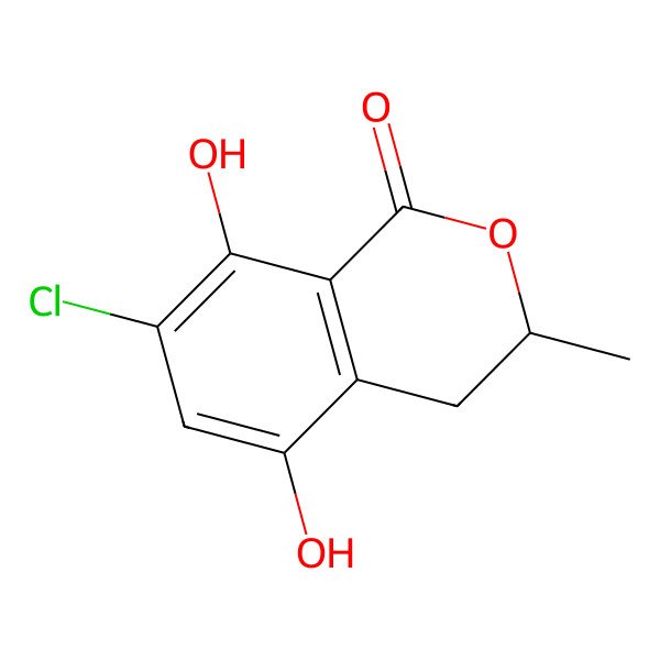 2D Structure of 7-Chloro-5,8-dihydroxy-3-methyl-3,4-dihydroisochromen-1-one