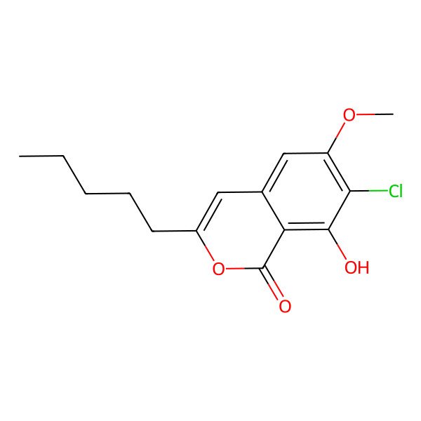 2D Structure of 7-Chloro-8-hydroxy-6-methoxy-3-pentylisochromen-1-one