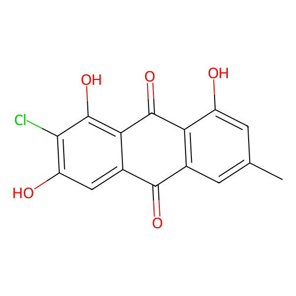 2D Structure of 2-Chloro-1,3,8-trihydroxy-6-methyl-9,10-anthracenedione