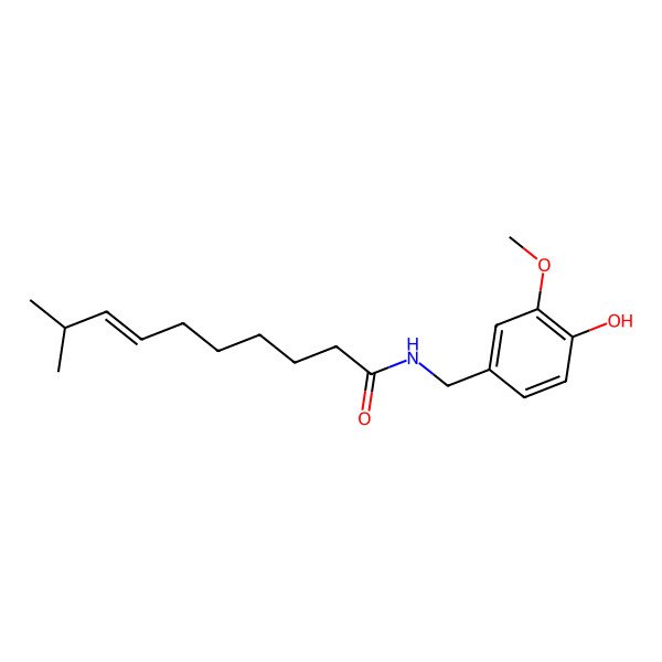 2D Structure of 7-Decenamide, N-[(4-hydroxy-3-methoxyphenyl)methyl]-9-methyl-