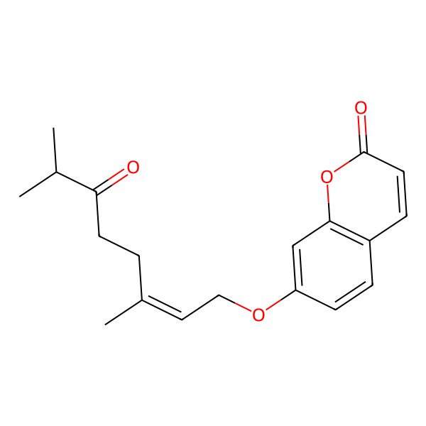 2D Structure of 7-[(E)-3,7-dimethyl-6-oxooct-2-enoxy]chromen-2-one
