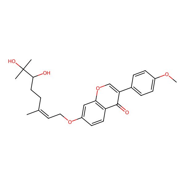 2D Structure of 7-[(E,6R)-6,7-dihydroxy-3,7-dimethyloct-2-enoxy]-3-(4-methoxyphenyl)chromen-4-one