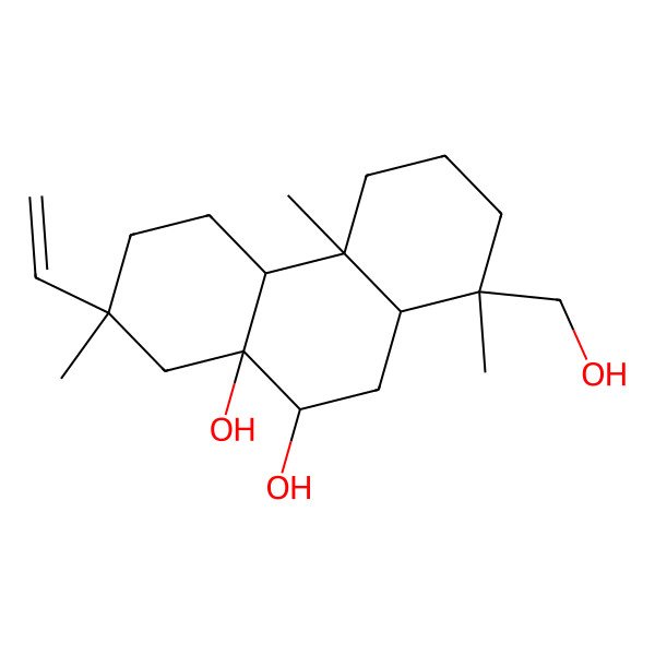 2D Structure of 7-Ethenyl-1-(hydroxymethyl)-1,4a,7-trimethyl-2,3,4,4b,5,6,8,9,10,10a-decahydrophenanthrene-8a,9-diol