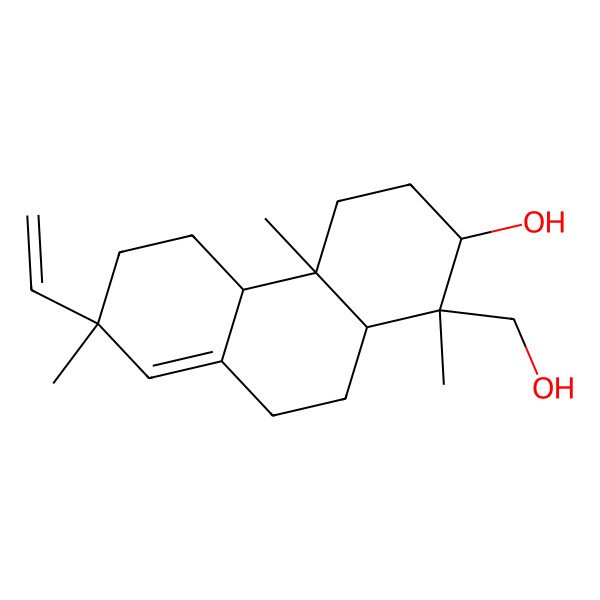 2D Structure of 7-ethenyl-1-(hydroxymethyl)-1,4a,7-trimethyl-3,4,4b,5,6,9,10,10a-octahydro-2H-phenanthren-2-ol