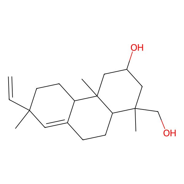 2D Structure of 7-ethenyl-1-(hydroxymethyl)-1,4a,7-trimethyl-3,4,4b,5,6,9,10,10a-octahydro-2H-phenanthren-3-ol