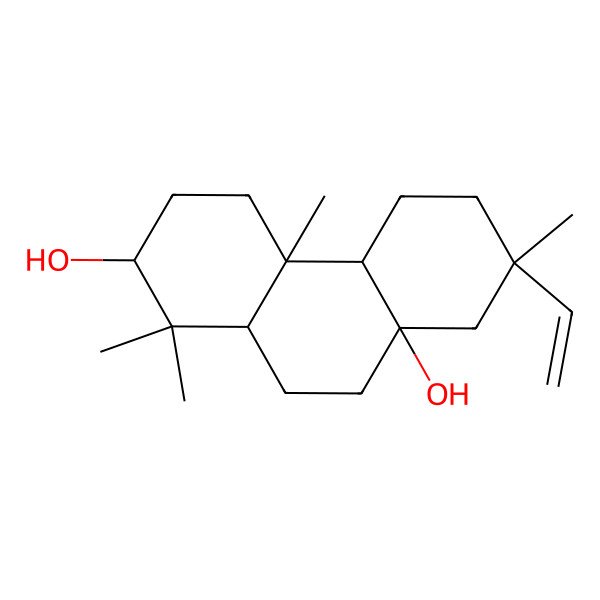 2D Structure of 7-Ethenyl-1,1,4a,7-tetramethyl-2,3,4,4b,5,6,8,9,10,10a-decahydrophenanthrene-2,8a-diol