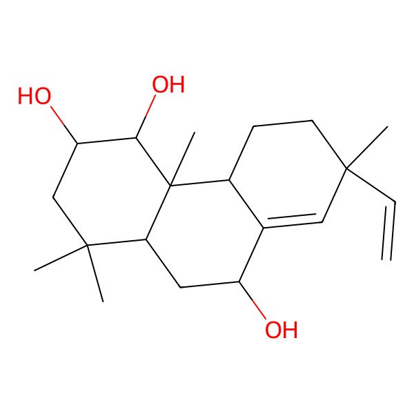 2D Structure of 7-ethenyl-1,1,4a,7-tetramethyl-3,4,4b,5,6,9,10,10a-octahydro-2H-phenanthrene-3,4,9-triol