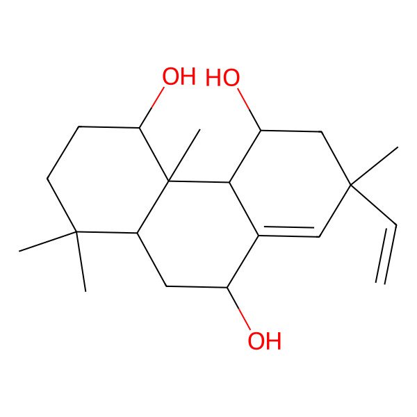 2D Structure of 7-ethenyl-1,1,4a,7-tetramethyl-3,4,4b,5,6,9,10,10a-octahydro-2H-phenanthrene-4,5,9-triol