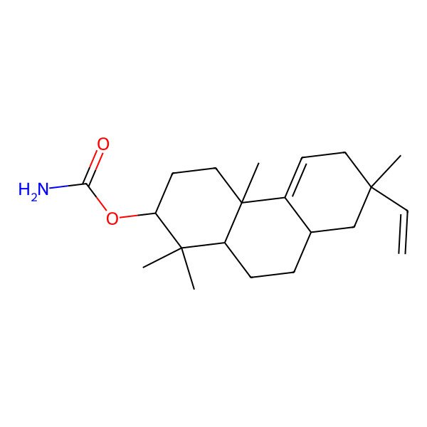 2D Structure of (7-ethenyl-1,1,4a,7-tetramethyl-3,4,6,8,8a,9,10,10a-octahydro-2H-phenanthren-2-yl) carbamate