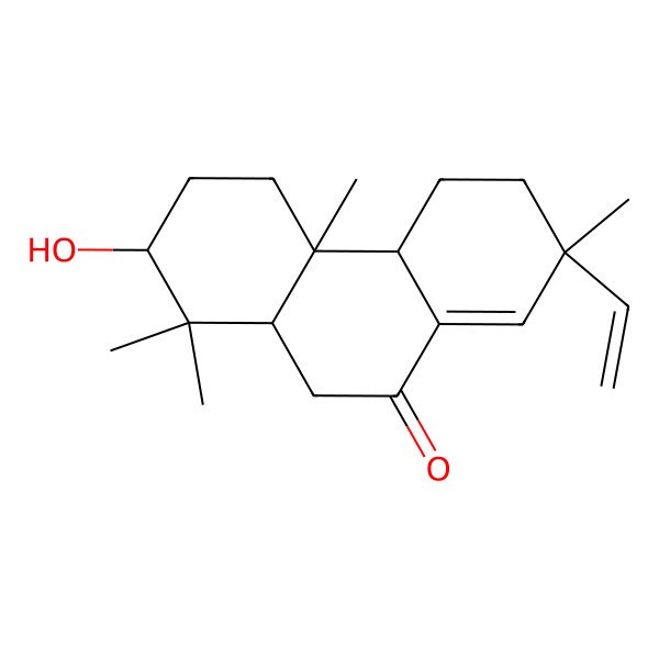 2D Structure of 7-Ethenyl-2-hydroxy-1,1,4a,7-tetramethyl-2,3,4,4b,5,6,10,10a-octahydrophenanthren-9-one
