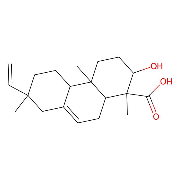 2D Structure of 7-ethenyl-2-hydroxy-1,4a,7-trimethyl-3,4,4b,5,6,8,10,10a-octahydro-2H-phenanthrene-1-carboxylic acid