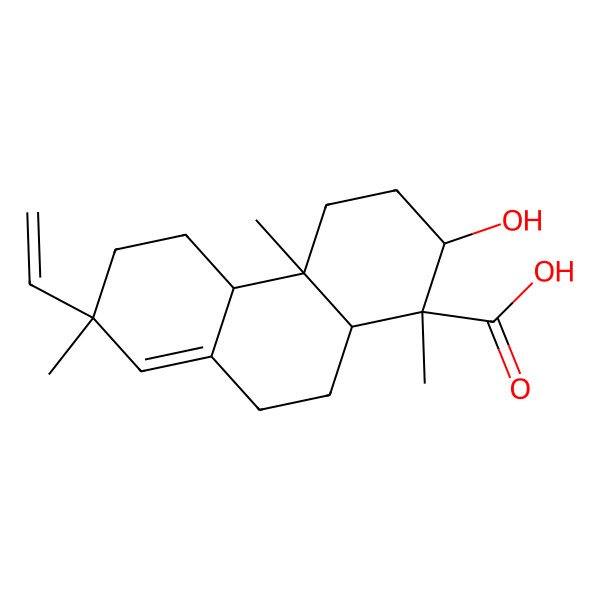 2D Structure of 7-ethenyl-2-hydroxy-1,4a,7-trimethyl-3,4,4b,5,6,9,10,10a-octahydro-2H-phenanthrene-1-carboxylic acid