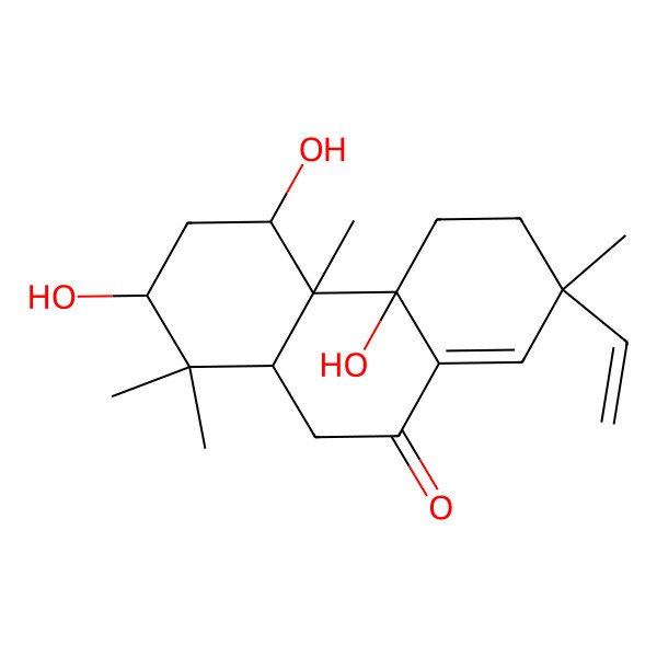 2D Structure of 7-ethenyl-2,4,4b-trihydroxy-1,1,4a,7-tetramethyl-3,4,5,6,10,10a-hexahydro-2H-phenanthren-9-one
