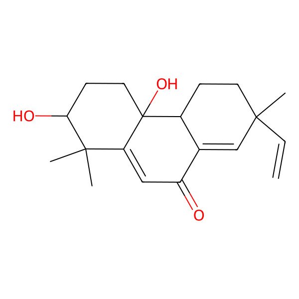 2D Structure of 7-Ethenyl-2,4a-dihydroxy-1,1,7-trimethyl-2,3,4,4b,5,6-hexahydrophenanthren-9-one