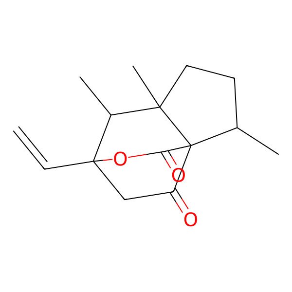 2D Structure of 7-Ethenyl-2,5,6-trimethyl-8-oxatricyclo[5.2.2.01,5]undecane-9,10-dione