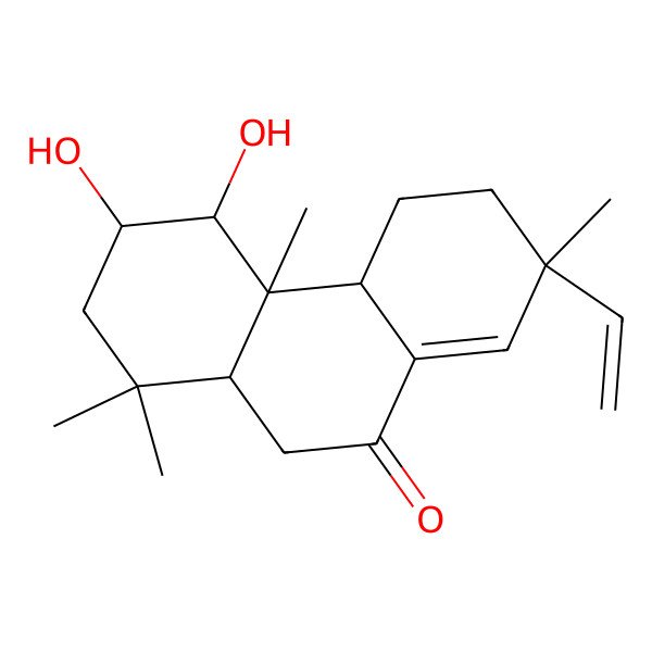 2D Structure of 7-Ethenyl-3,4-dihydroxy-1,1,4a,7-tetramethyl-2,3,4,4b,5,6,10,10a-octahydrophenanthren-9-one