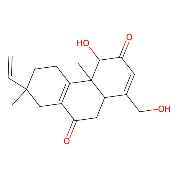 2D Structure of 7-Ethenyl-4-hydroxy-1-(hydroxymethyl)-4a,7-dimethyl-4,5,6,8,10,10a-hexahydrophenanthrene-3,9-dione