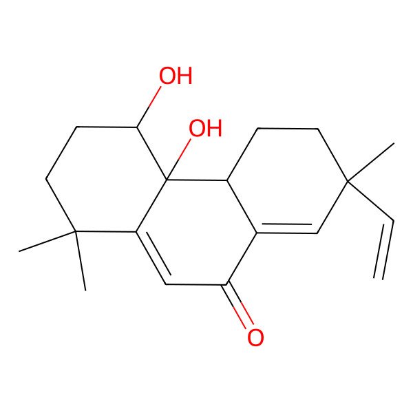 2D Structure of 7-Ethenyl-4,4a-dihydroxy-1,1,7-trimethyl-2,3,4,4b,5,6-hexahydrophenanthren-9-one