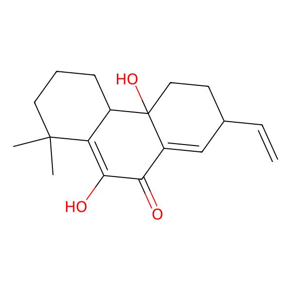 2D Structure of 7-ethenyl-4b,10-dihydroxy-1,1-dimethyl-3,4,4a,5,6,7-hexahydro-2H-phenanthren-9-one