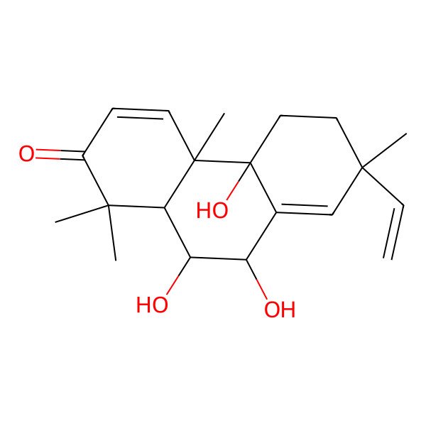 2D Structure of 7-ethenyl-4b,9,10-trihydroxy-1,1,4a,7-tetramethyl-6,9,10,10a-tetrahydro-5H-phenanthren-2-one