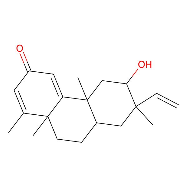 2D Structure of 7-Ethenyl-6-hydroxy-1,4b,7,10a-tetramethyl-5,6,8,8a,9,10-hexahydrophenanthren-3-one