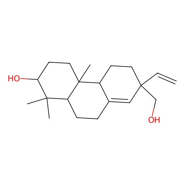 2D Structure of 7-ethenyl-7-(hydroxymethyl)-1,1,4a-trimethyl-3,4,4b,5,6,9,10,10a-octahydro-2H-phenanthren-2-ol