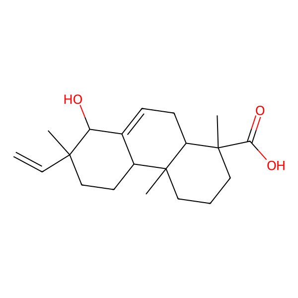 2D Structure of 7-ethenyl-8-hydroxy-1,4a,7-trimethyl-3,4,4b,5,6,8,10,10a-octahydro-2H-phenanthrene-1-carboxylic acid