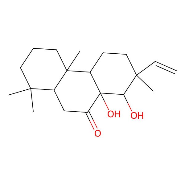 2D Structure of 7-ethenyl-8,8a-dihydroxy-1,1,4a,7-tetramethyl-3,4,4b,5,6,8,10,10a-octahydro-2H-phenanthren-9-one