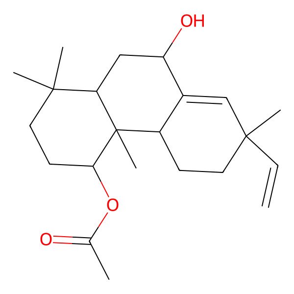 2D Structure of (7-ethenyl-9-hydroxy-1,1,4a,7-tetramethyl-3,4,4b,5,6,9,10,10a-octahydro-2H-phenanthren-4-yl) acetate 2D Structure of (7-ethenyl-9-hydroxy-1,1,4a,7-tetramethyl-3,4,4b,5,6,9,10,10a-octahydro-2H-phenanthren-4-yl) acetate