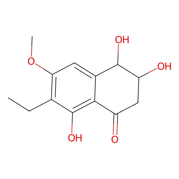 2D Structure of 7-ethyl-3,4,8-trihydroxy-6-methoxy-3,4-dihydro-2H-naphthalen-1-one
