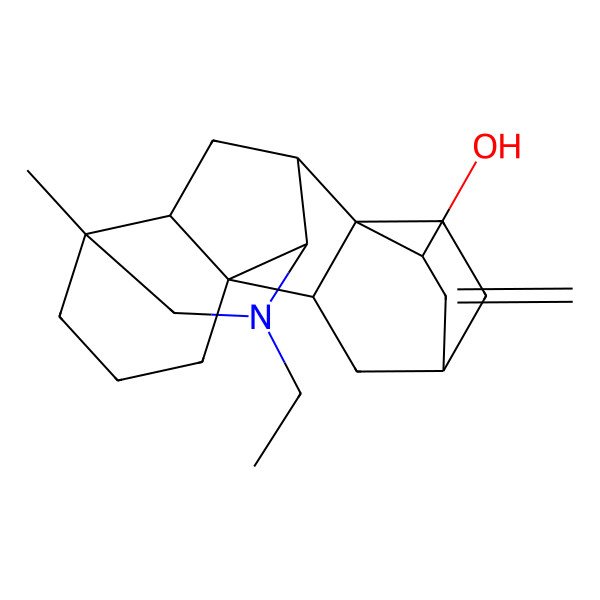 2D Structure of 7-Ethyl-5-methyl-12-methylidene-7-azahexacyclo[7.6.2.210,13.01,8.05,16.010,15]nonadecan-11-ol