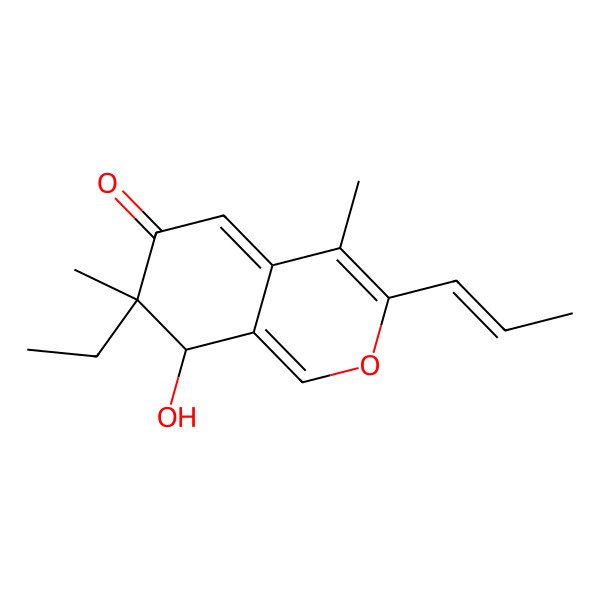 2D Structure of 7-ethyl-8-hydroxy-4,7-dimethyl-3-prop-1-enyl-8H-isochromen-6-one