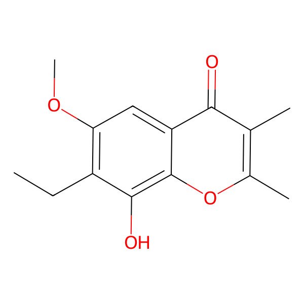 2D Structure of 7-Ethyl-8-hydroxy-6-methoxy-2,3-dimethylchromone