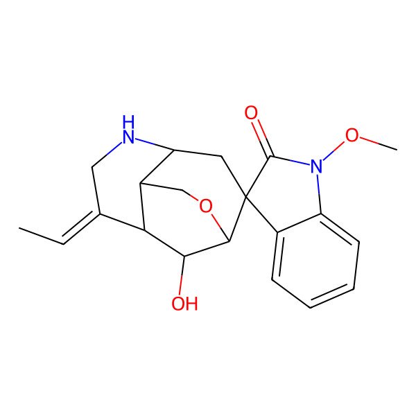 2D Structure of 7-Ethylidene-12-hydroxy-1'-methoxyspiro[11-oxa-5-azatricyclo[6.3.1.04,9]dodecane-2,3'-indole]-2'-one