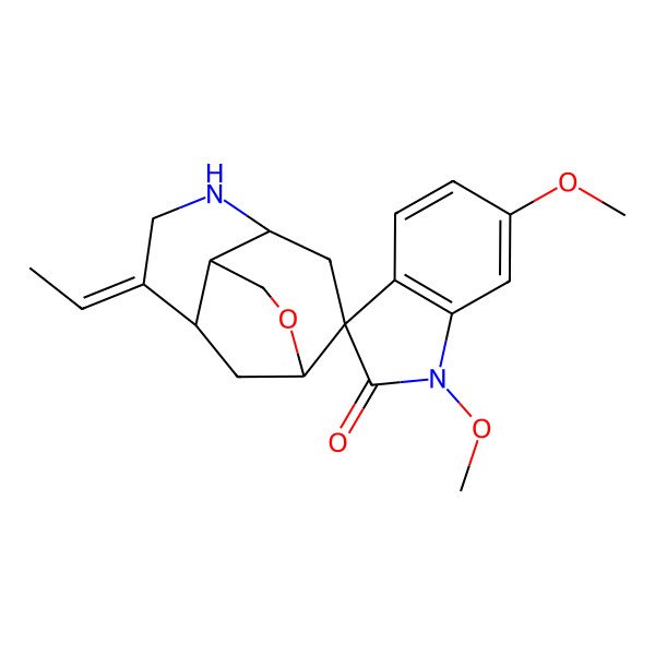 2D Structure of 7-Ethylidene-1',6'-dimethoxyspiro[11-oxa-5-azatricyclo[6.3.1.04,9]dodecane-2,3'-indole]-2'-one