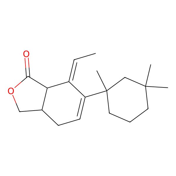 2D Structure of 7-Ethylidene-6-(1,3,3-trimethylcyclohexyl)-3,3a,4,7a-tetrahydro-2-benzofuran-1-one